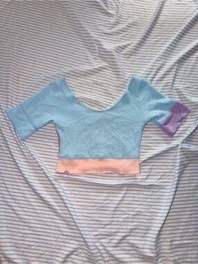 Colorblock Light Blue Lounge Top with Pink and Purple Trim